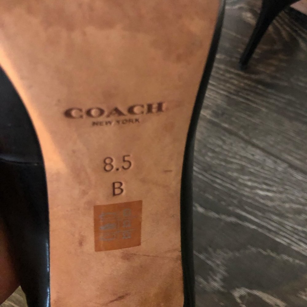Coach Classic Black Leather Pointed Toe Heels Pumps Size US 8.5 - Picture 8 of 10